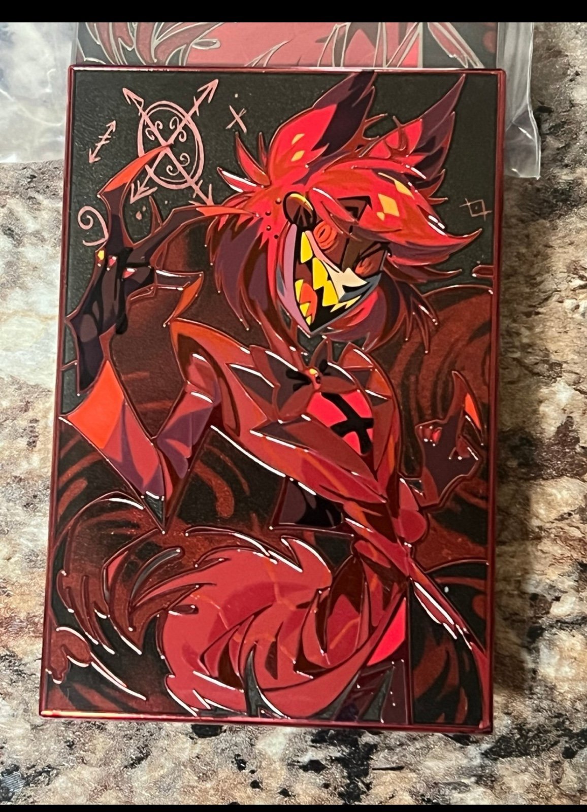 Hazbin Hotel Fanmade Alastor Radio Demon Red Chrome Enamel Pin