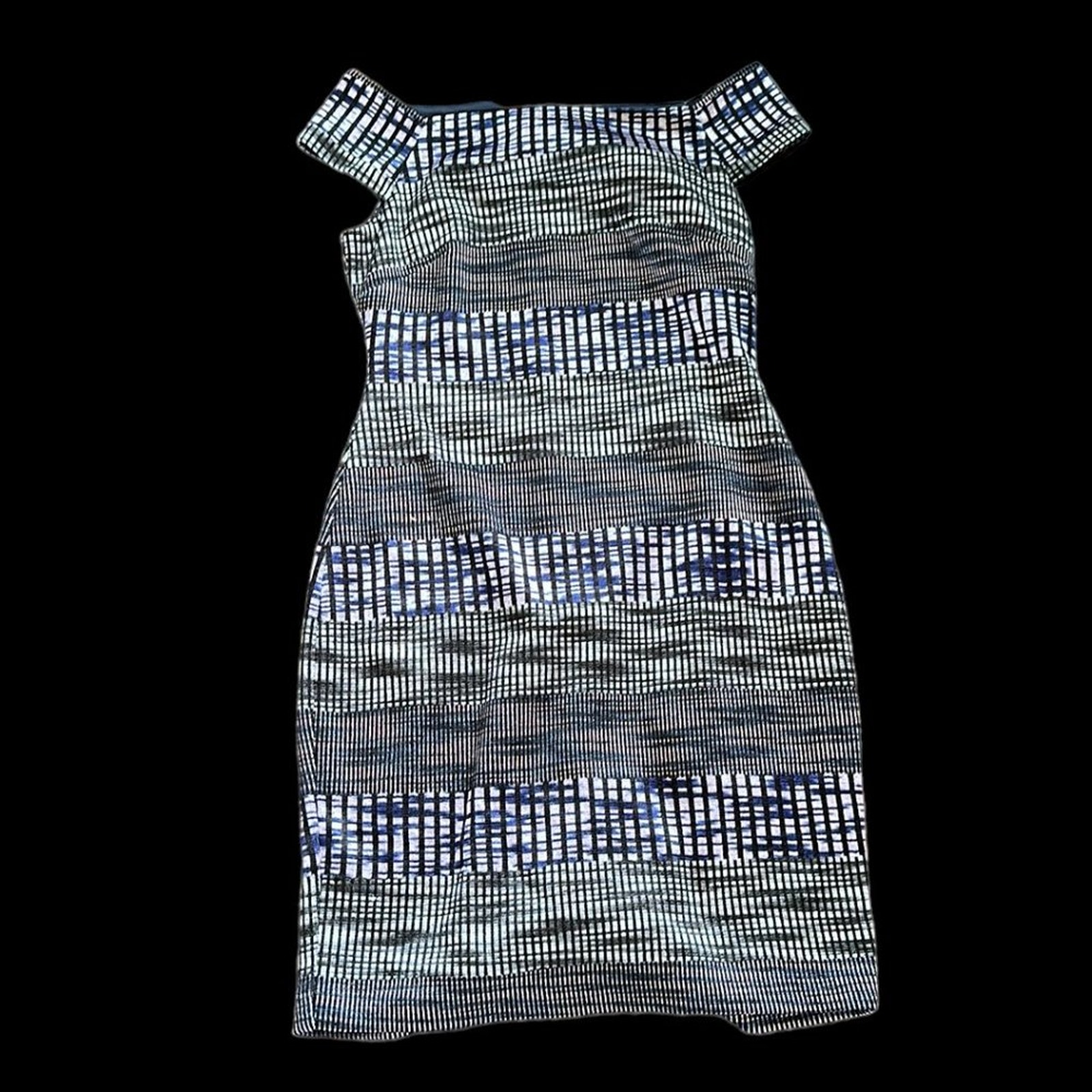 Vince Camuto | Women’s Black & Blue Off Shoulder Dress | Size 10 | 0719