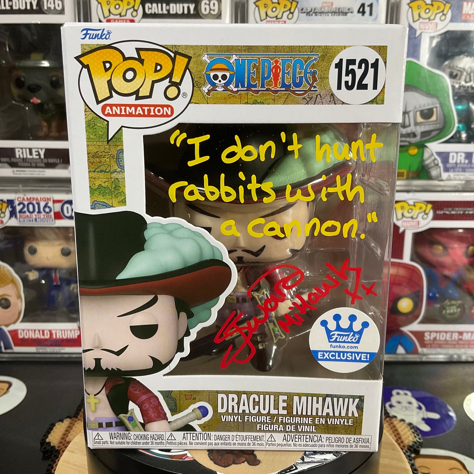 #1521 Dracule Mihawk Funko Pop Signed & Quoted by Steven John Ward