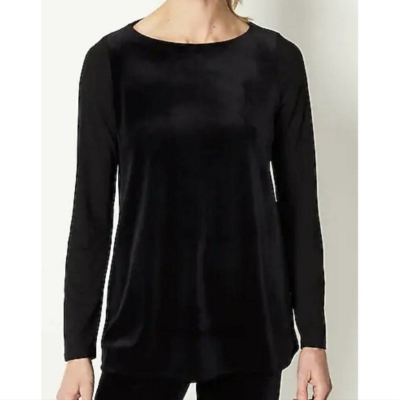 J. Jill Black Wearever Velvet Mixed Media Tunic Top Medium