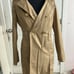 Michael Kors double breasted trench coat, removal hood, gold buttons.