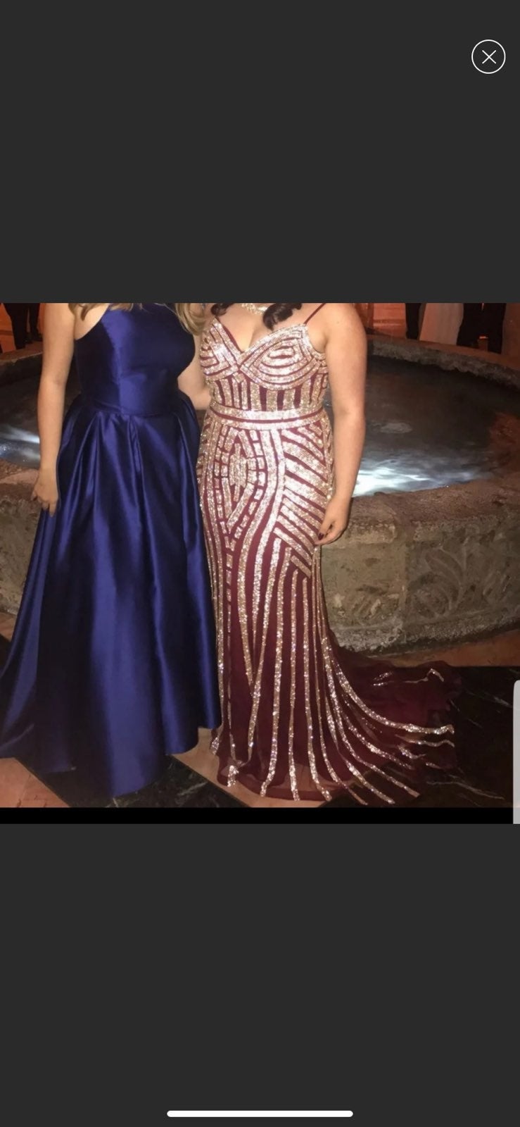 Red Burgundy, Gold & Silver Prom Dress