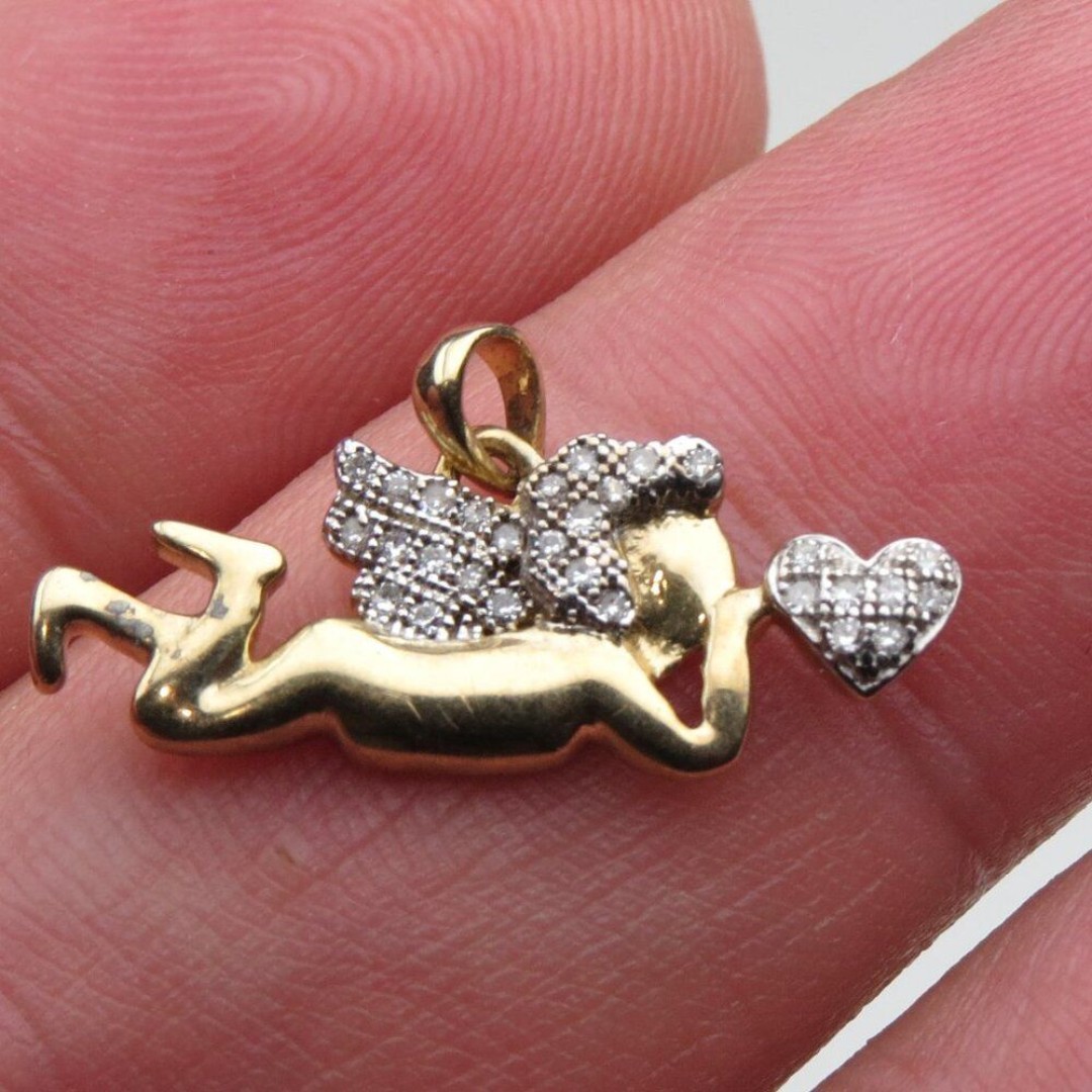 1500 10k Gold Love Angel Diamond Pendent