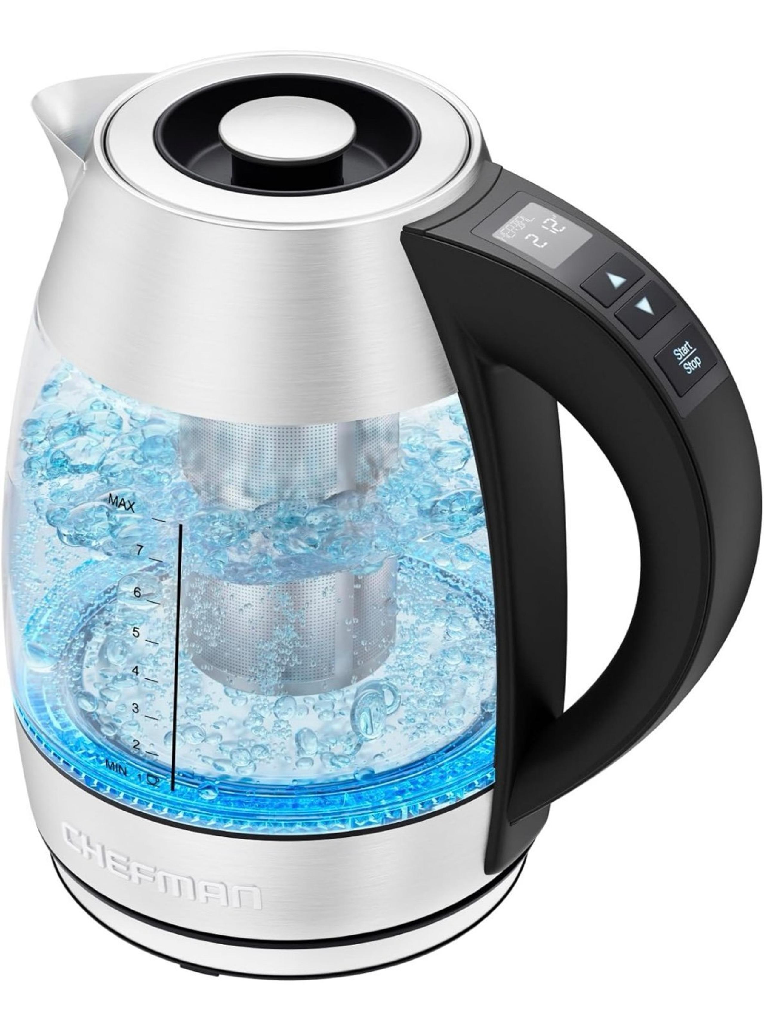 Chefman 1.8L Digital Electric Glass Kettle+ w/ Rapid-Boiling & 7 Presets
