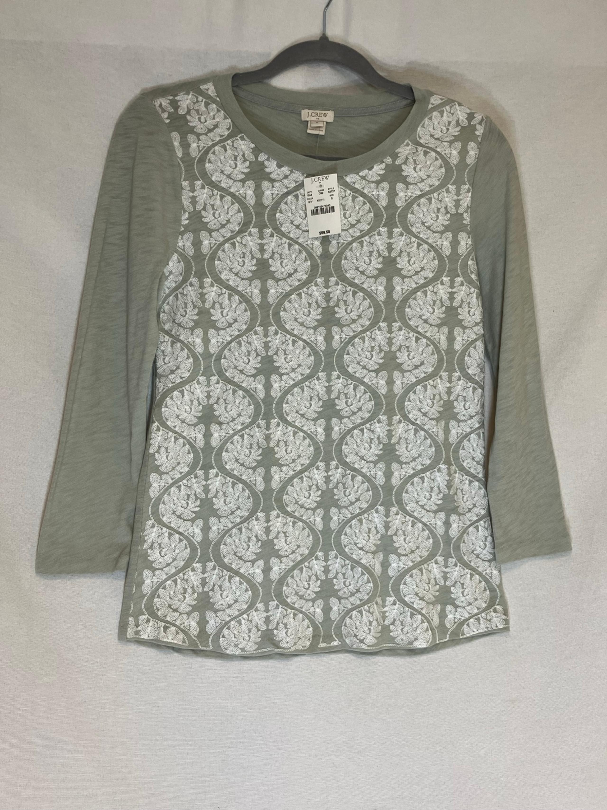 J. Crew Floral Embroidered Long Sleeve 100% Cotton Shirt Women Size Small NWT - J.Crew