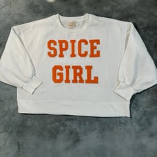 Judith March Creamy White Spice Girl Spellout Cropped Sweatshirt L Preppy Fall