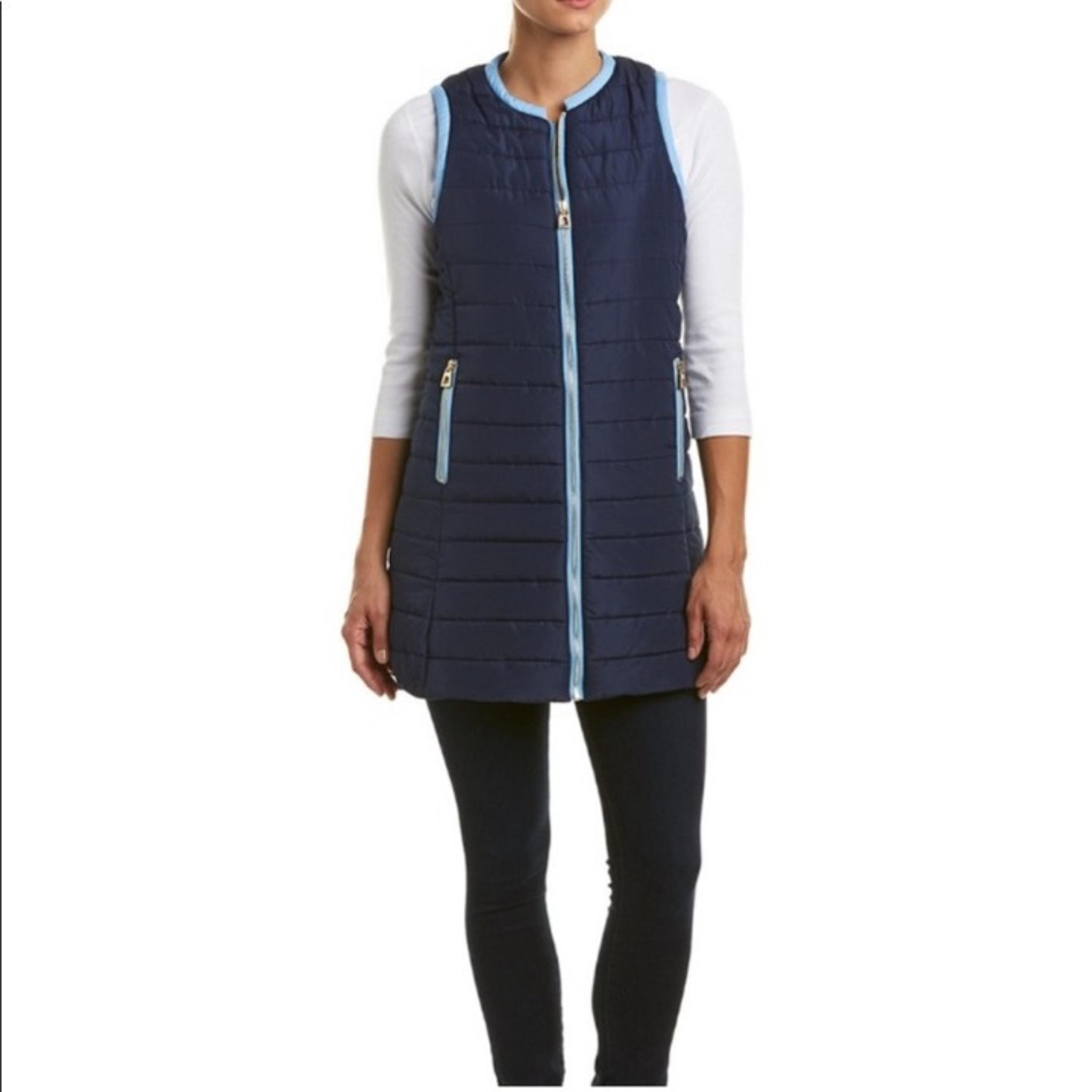 Sail to Sable Long Quilted Vest Navy