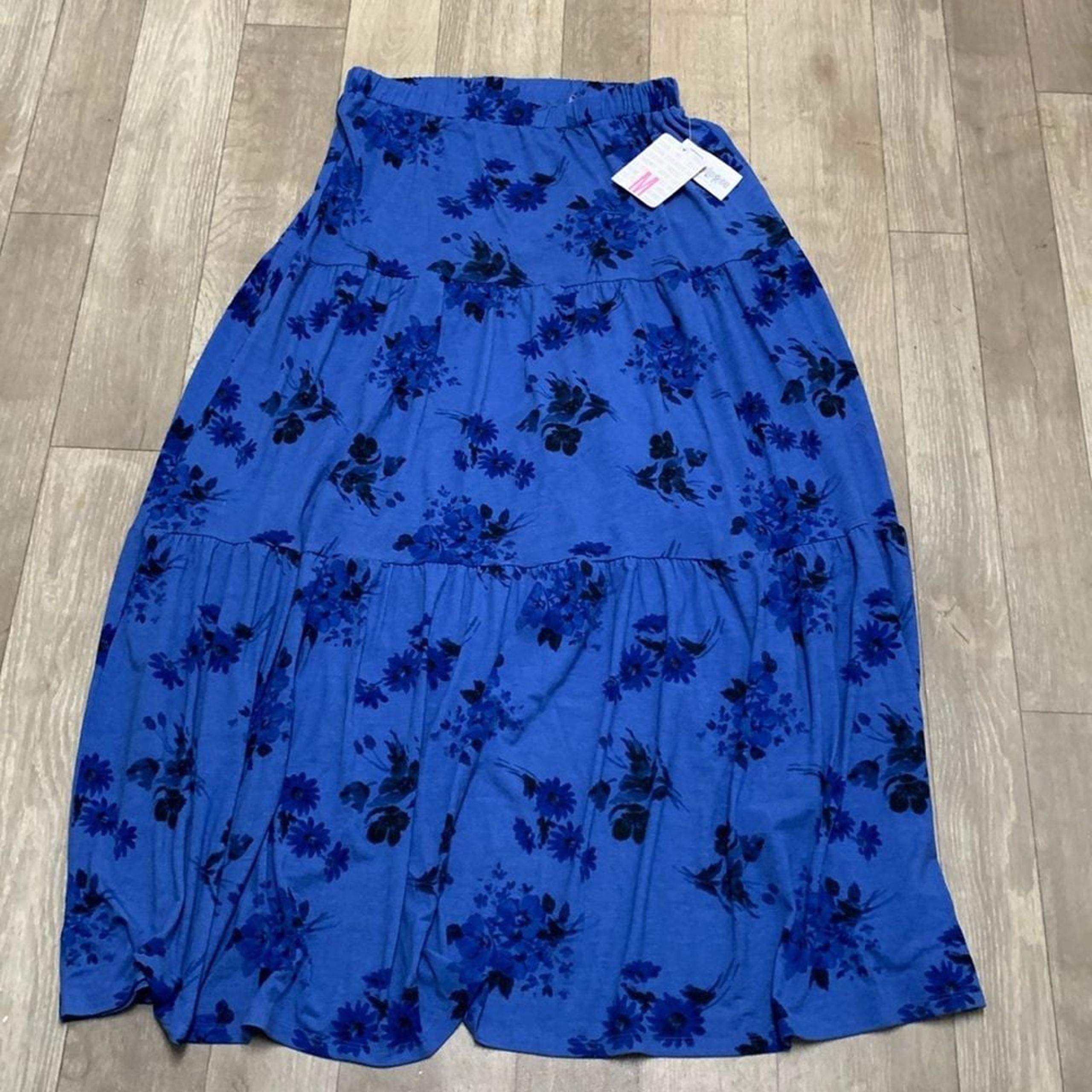 NWT Lularoe Floral Flowy Full A-Line Boho Pull On Skirt