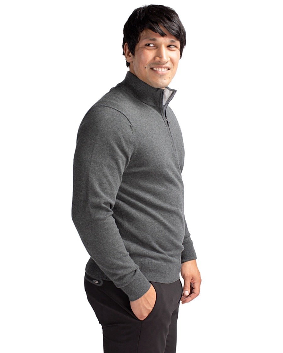 Cutter & Buck Lakemont Tri-Blend Mens Quarter Zip Pullover Sweater