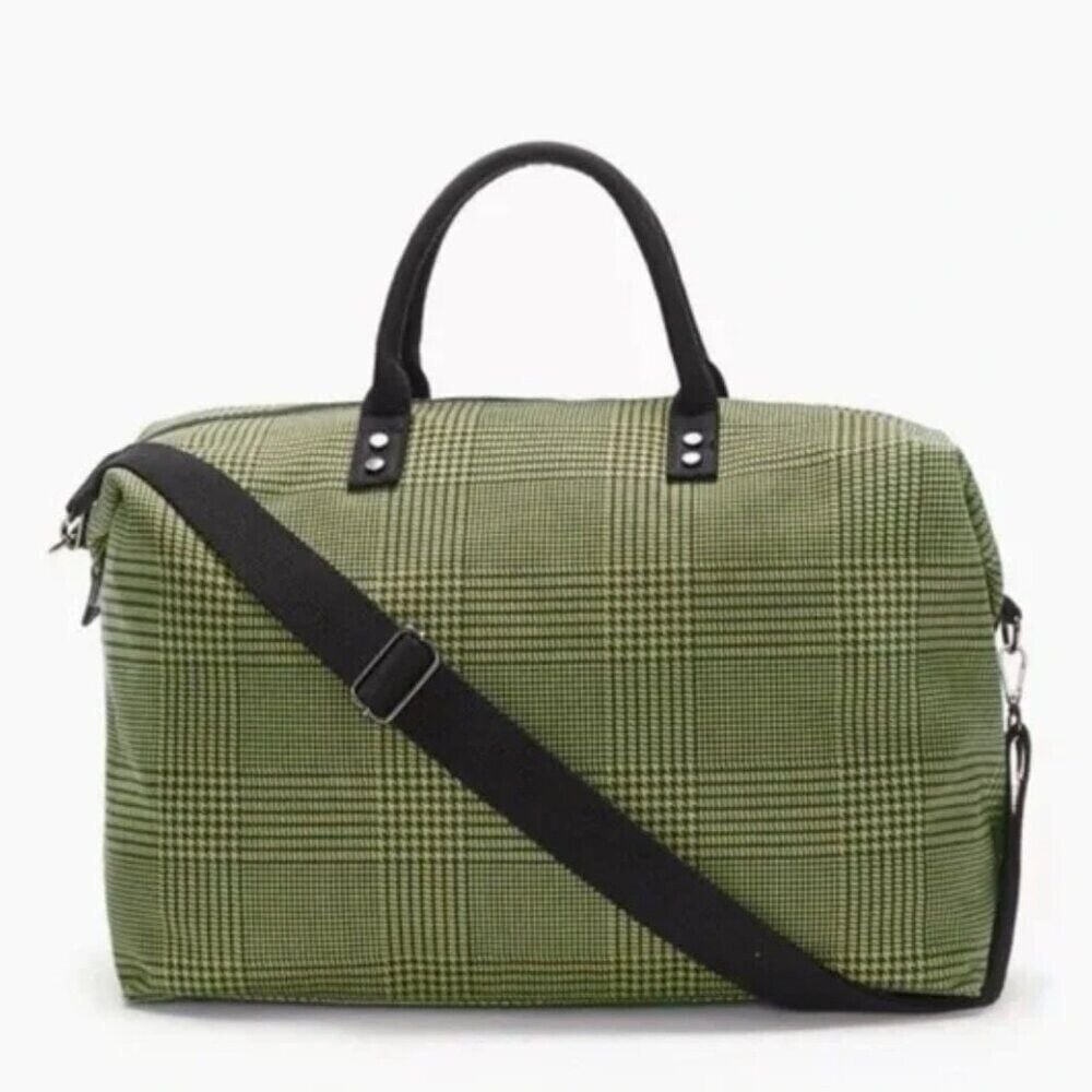 Lulu Dharma Frasier Weekender Bag Green Houndstooth