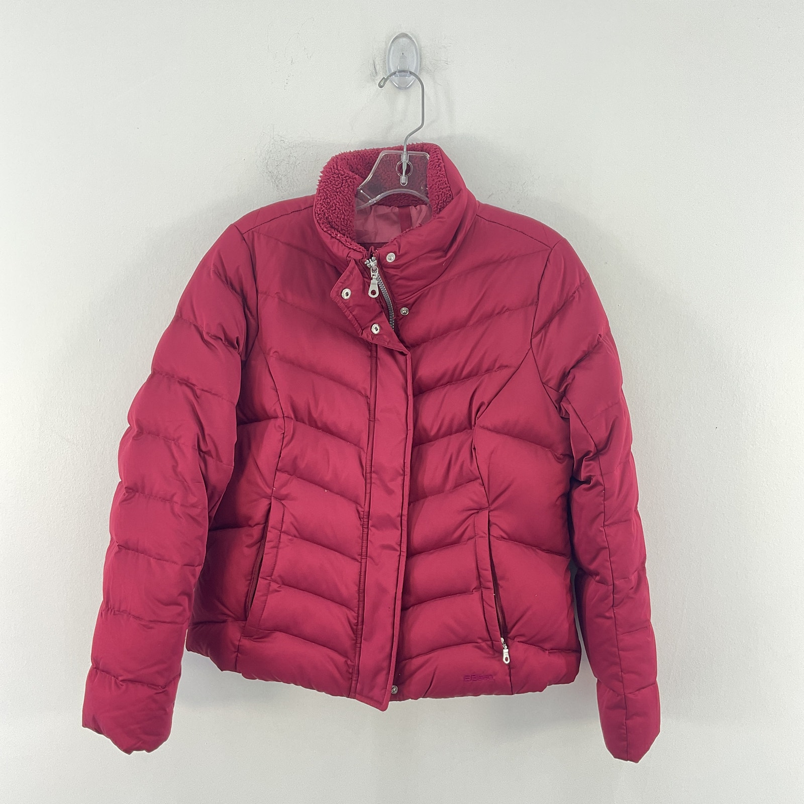 Eddie Bauer Petite Pink Goose Down Puffer Coat 100% Polyester Women PS