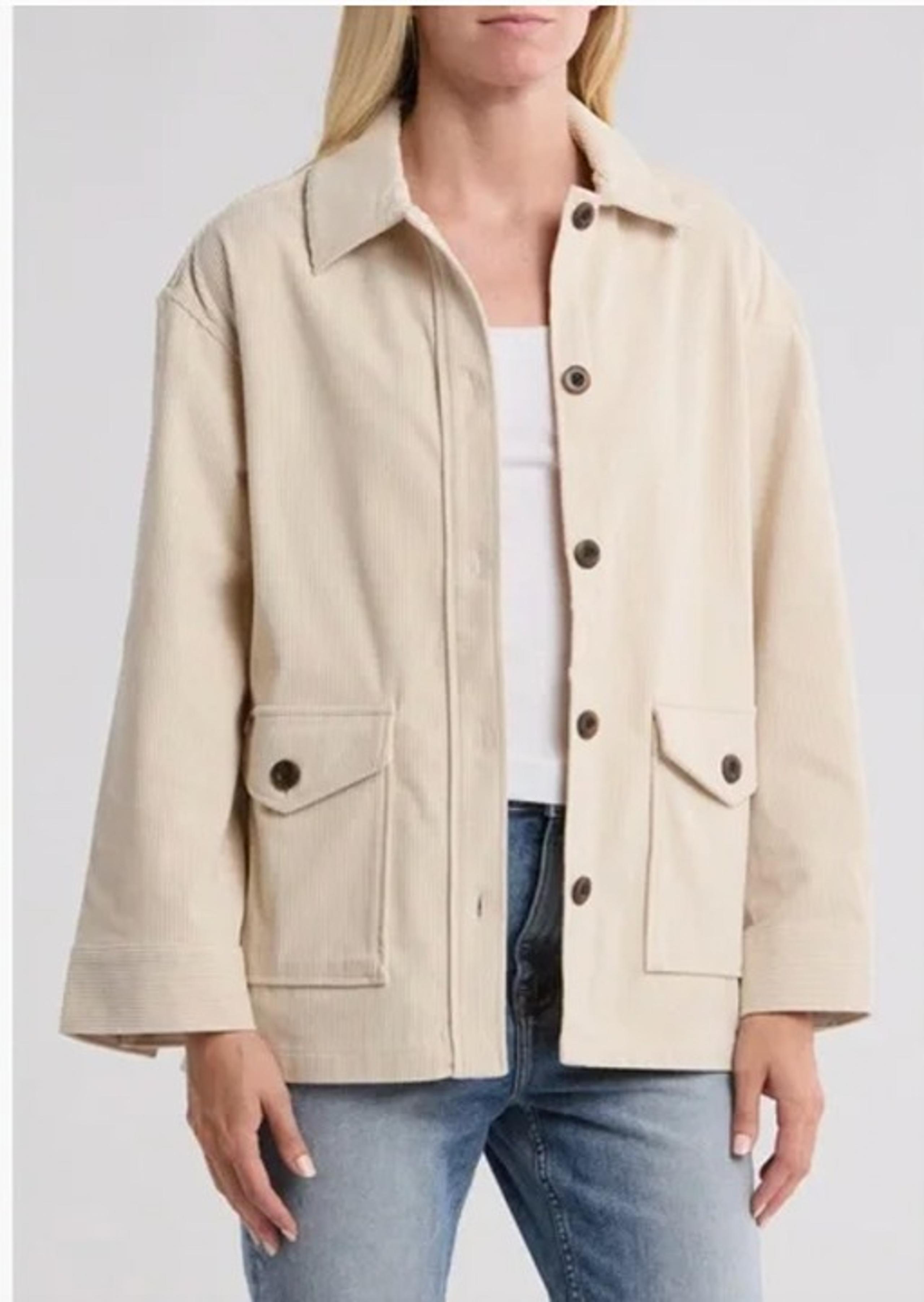 Melrose and Market Cream Corduroy Utility Jacket S