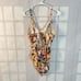 Hurley NWT yellow navy floral cutout waist one piece swimsuit size xl
