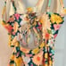 Hurley NWT yellow navy floral cutout waist one piece swimsuit size xl