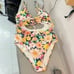 Hurley NWT yellow navy floral cutout waist one piece swimsuit size xl