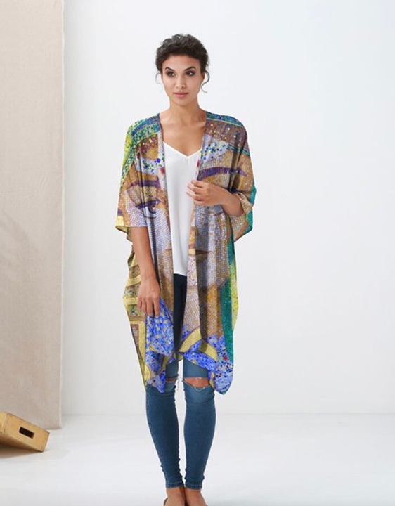 NWT Sheer Wrap, Tunisian Mosaic by Noora Elkoussy for Shop Vida SIZE-REGULAR
