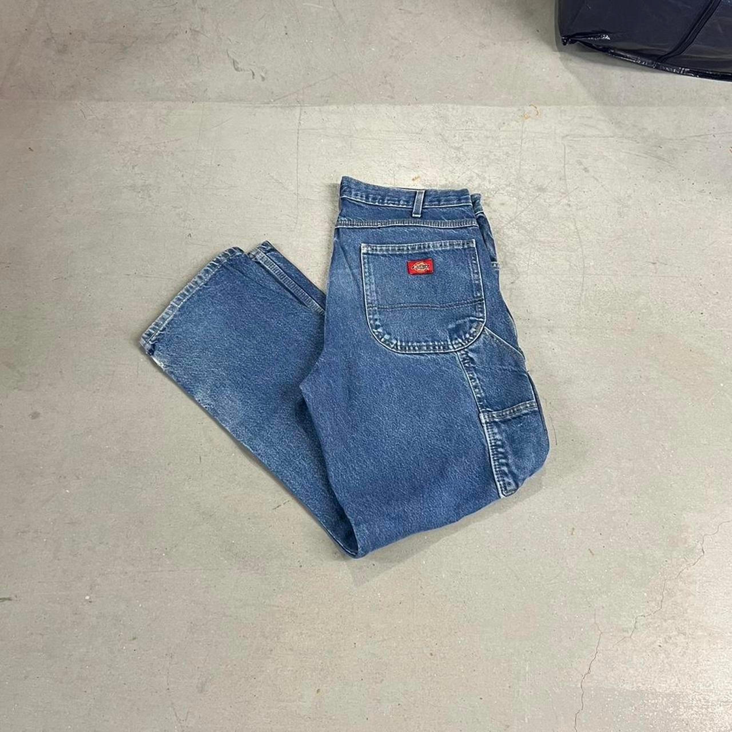vintage dickies relaxed baggy fit faded blue jeans