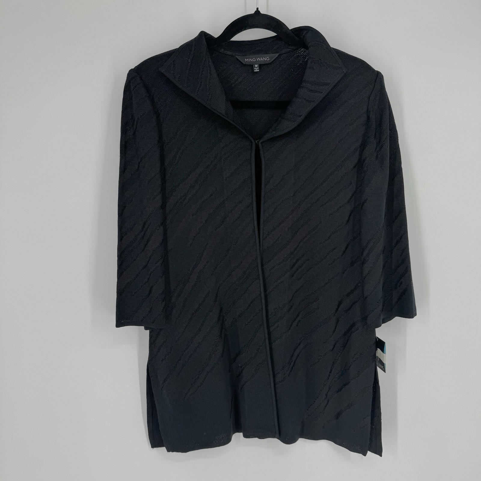 Ming Wang Cardigan womens medium M black jacket minimalist work office career