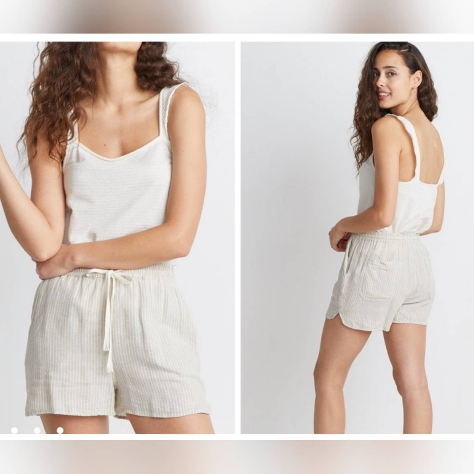 Marine Layer Beach Shorts in Natural Stripe Linen Blend Summer Size Small