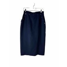 Lauren Ralph Lauren Womens 10 Wool Sailor Button Pencil Straight Knee Skirt Blue