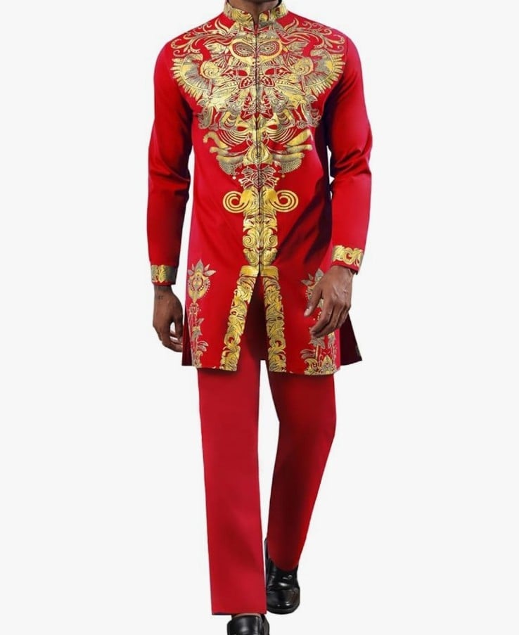 Mens Red and Gold Dashiki