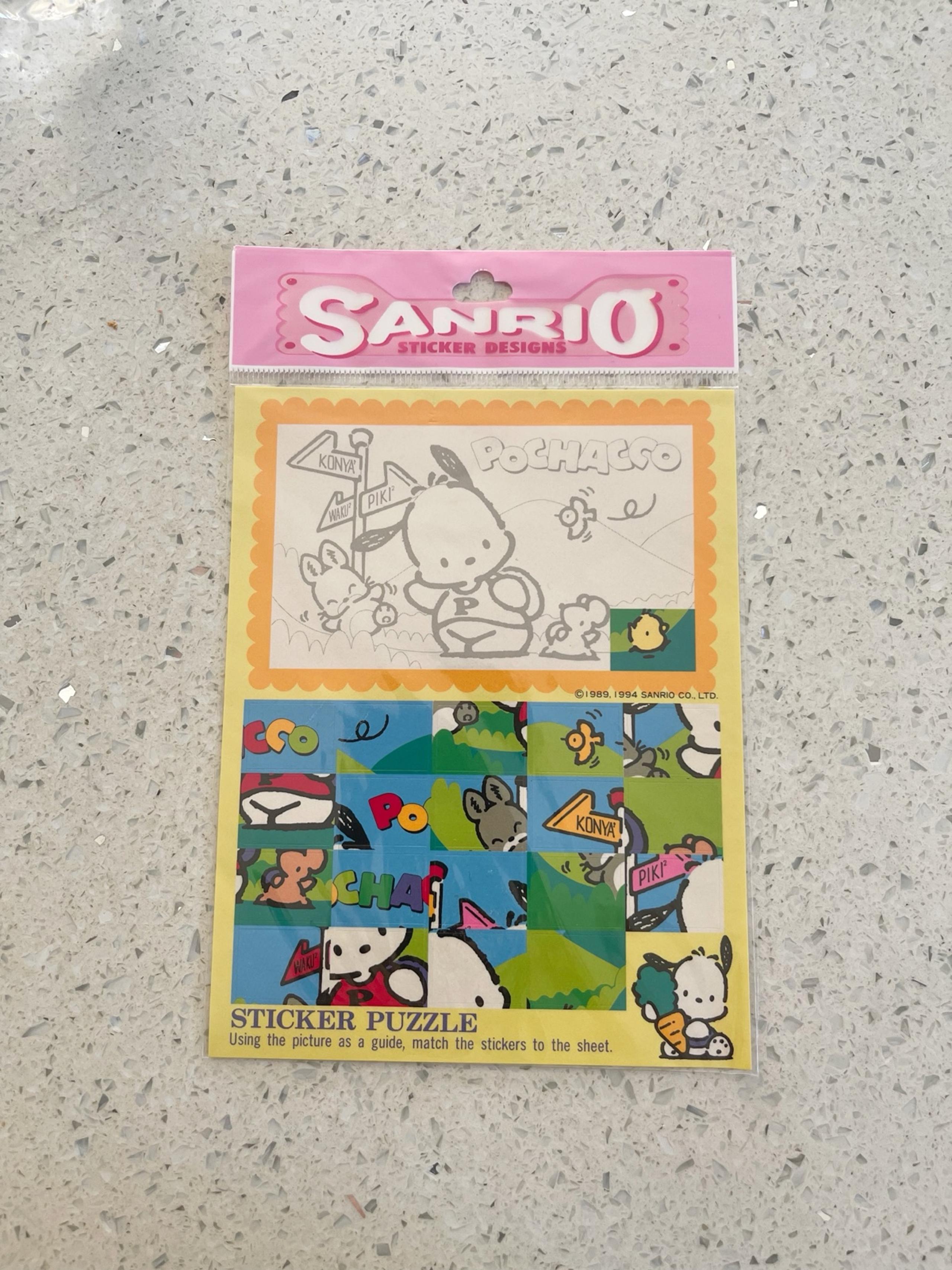 Pochacco Sanrio Vintage 1994 Puzzle Sticker Sheet