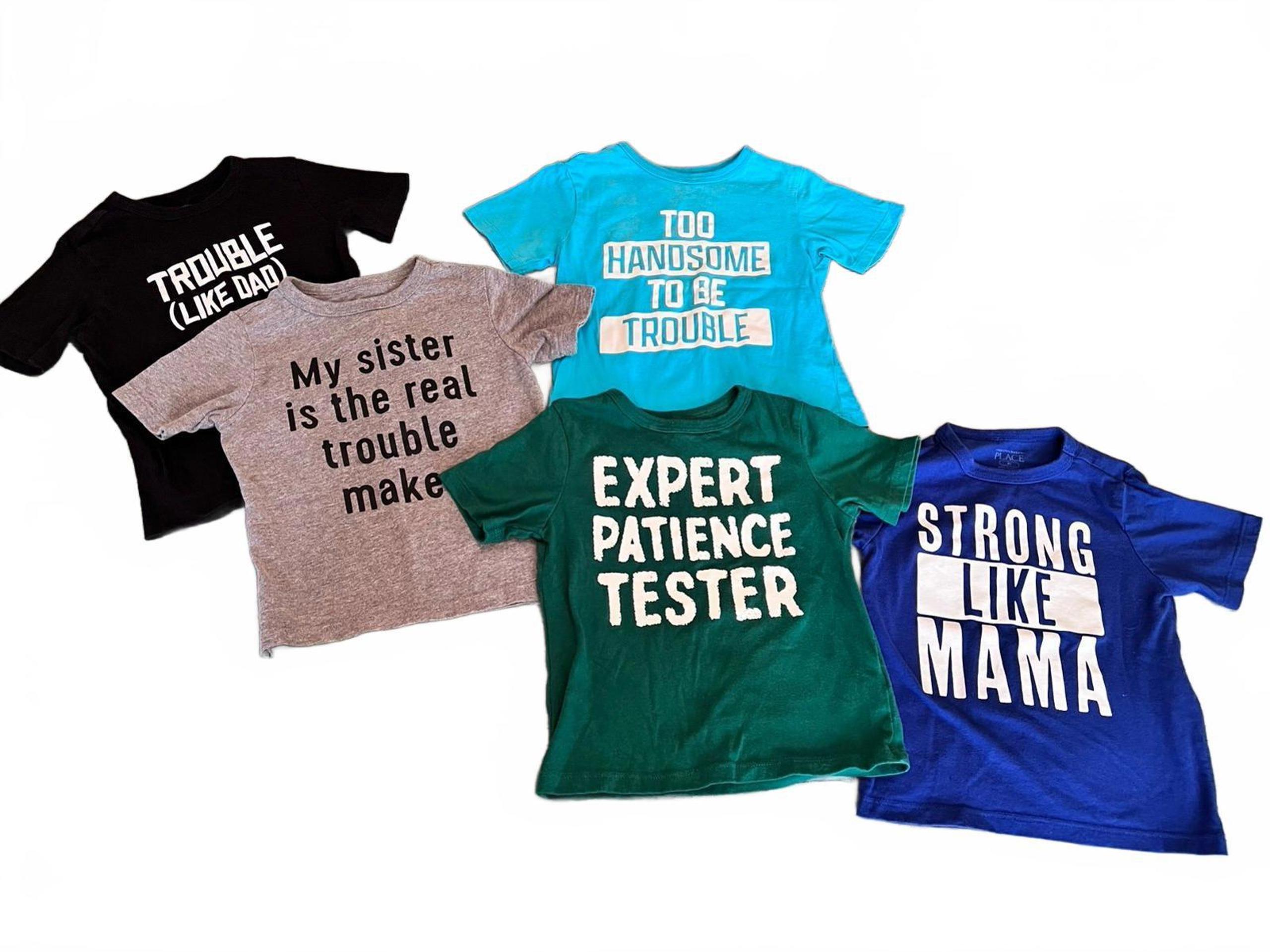 Toddler boy 5-pack t-shirt bundle, graphic tees w/ cute phrases (2T)