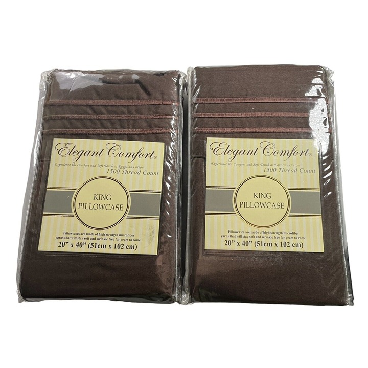 Superior Elegant Comfort King Pillowcase Set x2 Egyptian Cotton 1500 TC Mocha