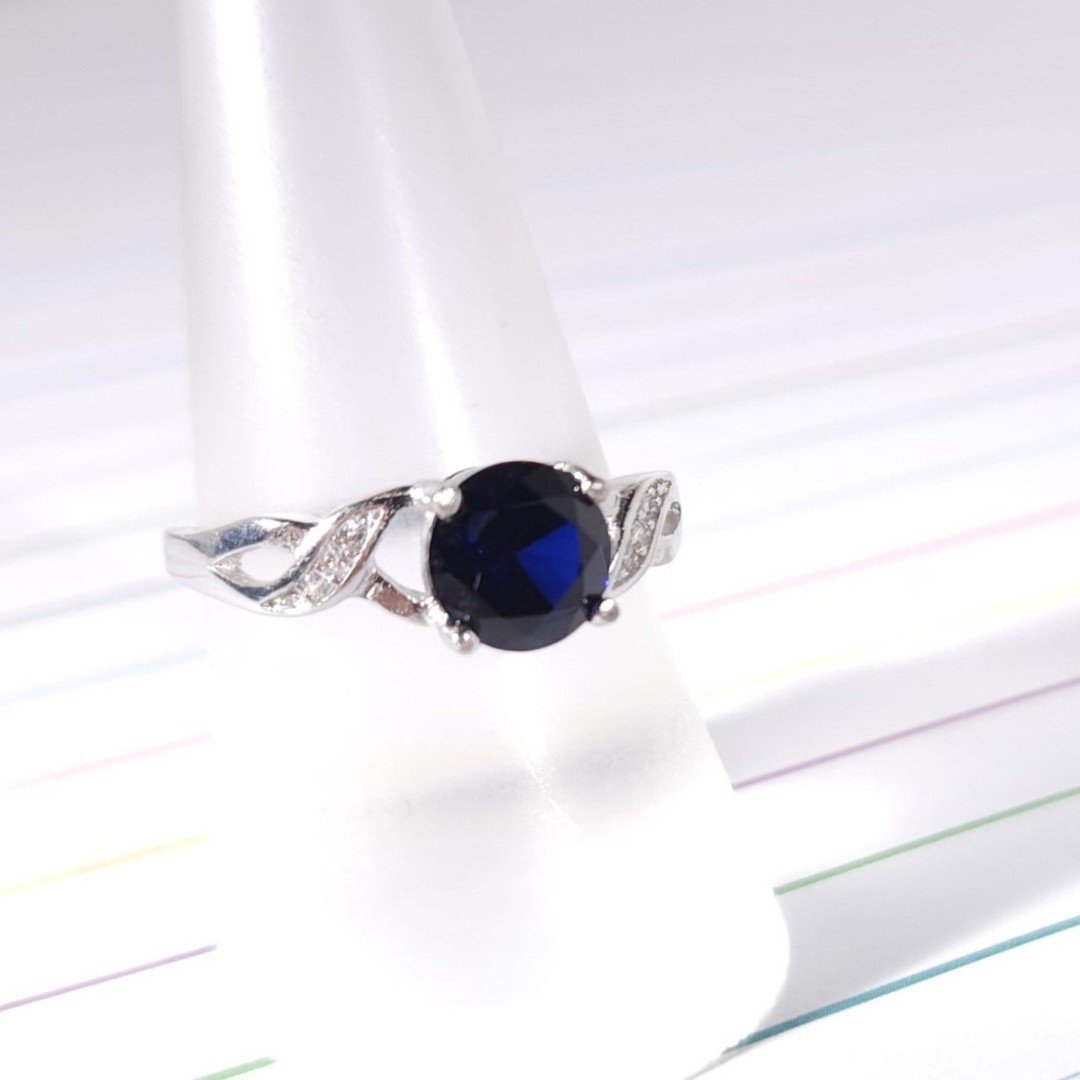Midnight Blue Sapphire Ring 1.7 Carats tw Size 7.75