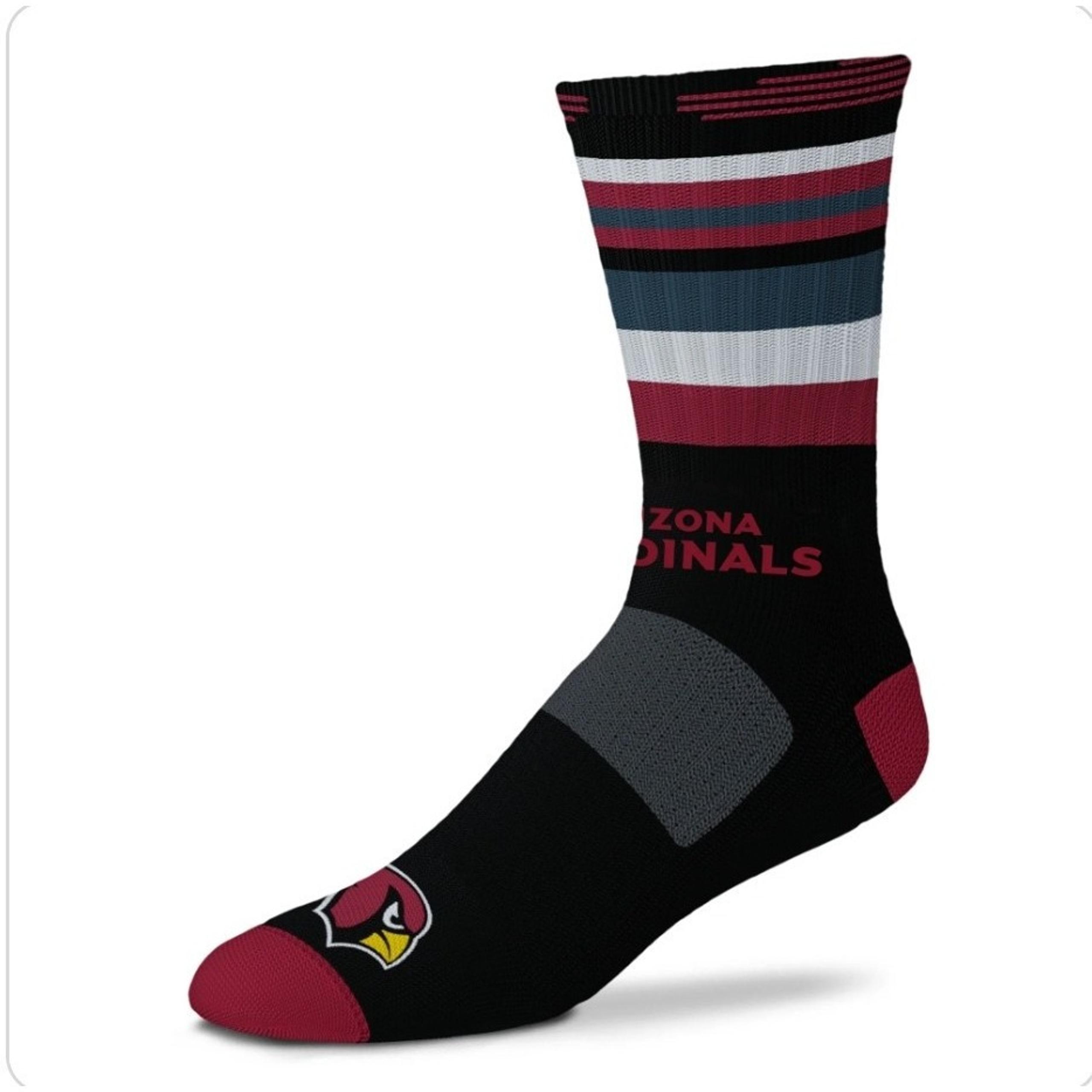 Arizona Cardinals For Bare Feet NFL Men's Striped Crew Socks SZ Large 10-13