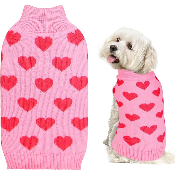 Valentine Dog Sweater, Valentines Day Dog Clothes Dog Valentines Outfit Knitted