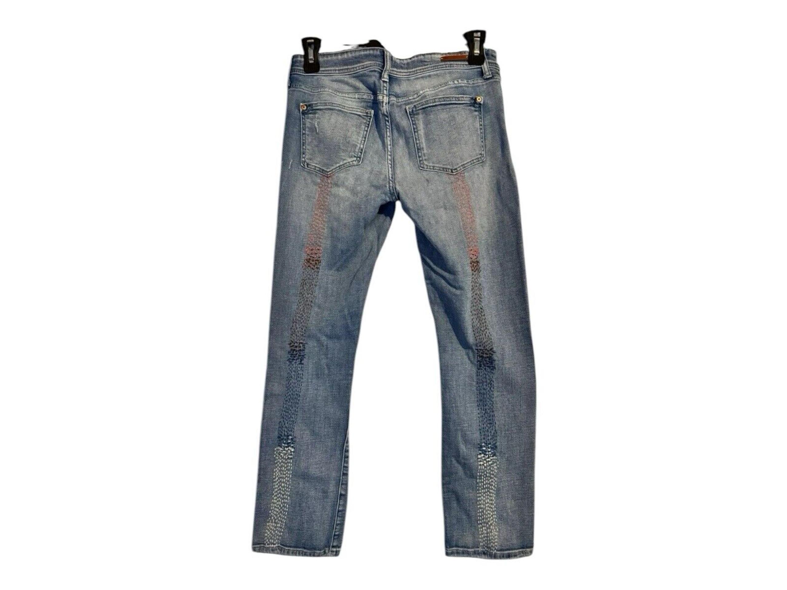Anthropologie Pilcro Leather 28 Womens Slim Boyfriend Low Rise Distressed Jeans