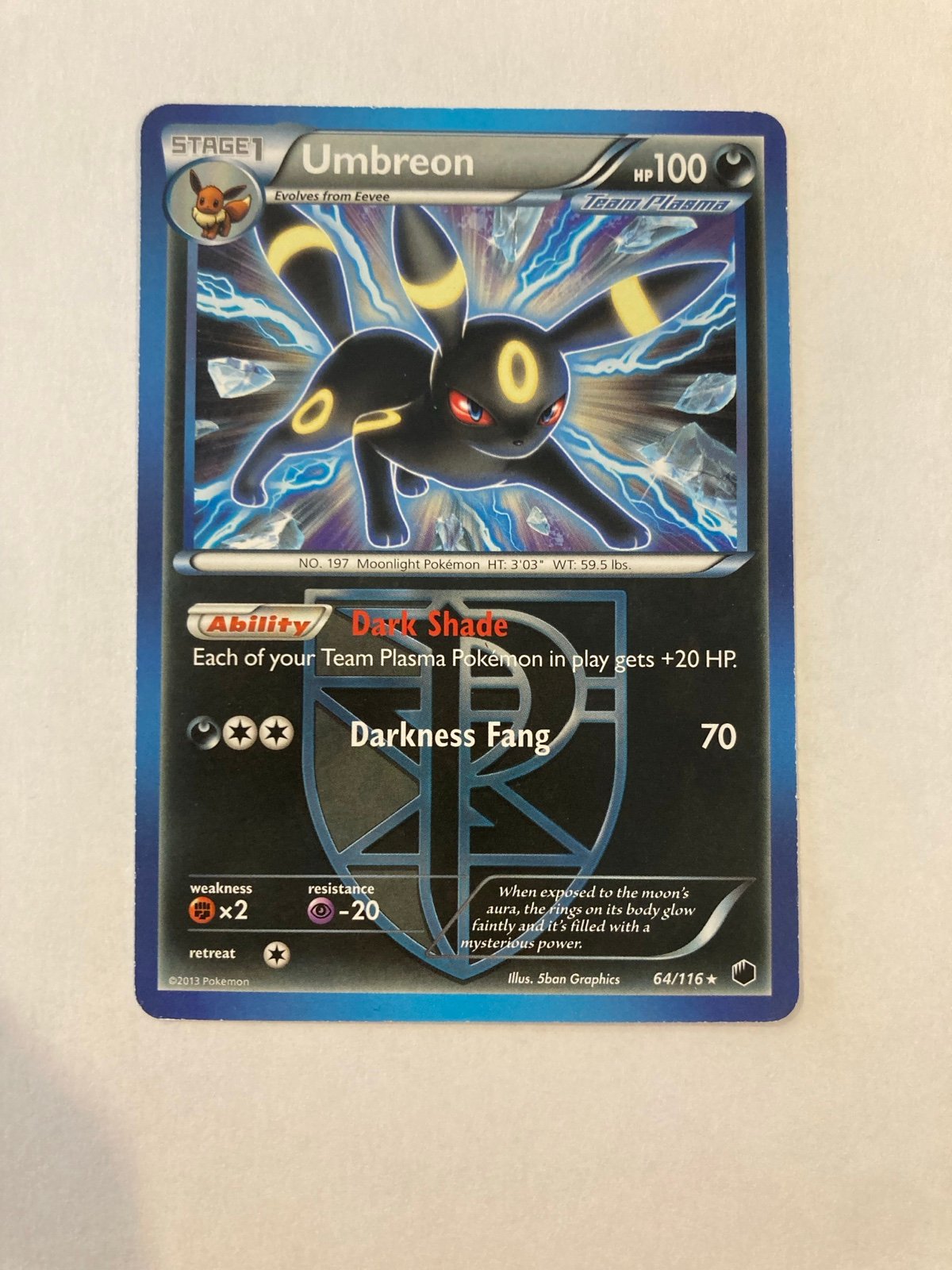 Pokémon TCG Umbreon Plasma Freeze 64/116 Regular Exclusive - LP/Near Mint