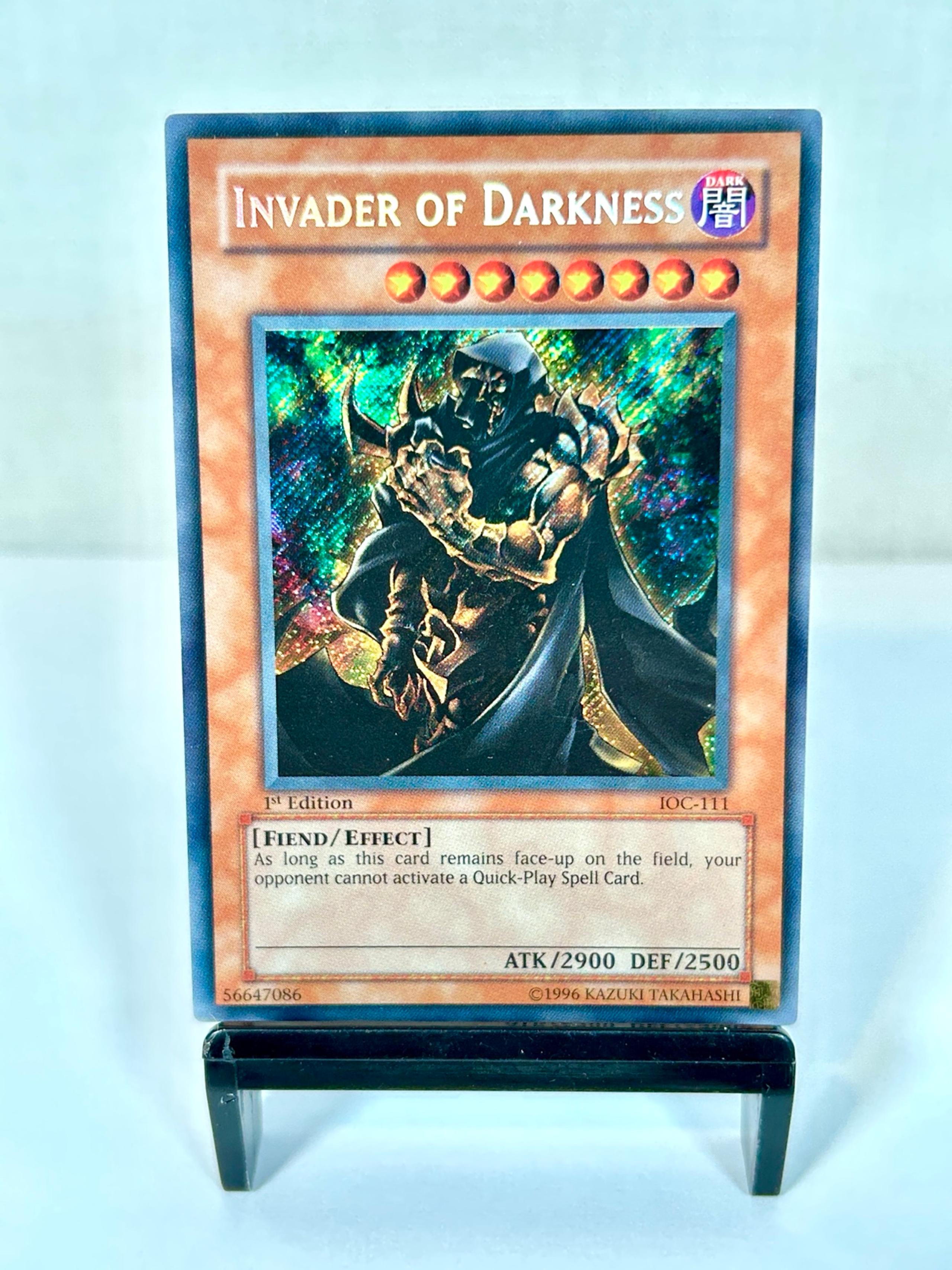 2004 Yugioh TCG Invader of Darkness IOC-111 1st Edition Secret Rare Holo MP Card