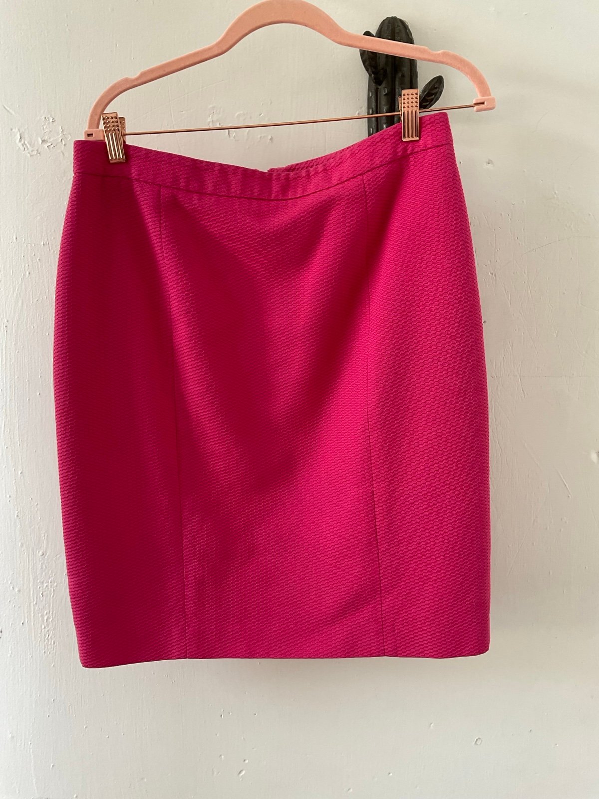 Pink Tartan Pencil Skirt in Hot Pink