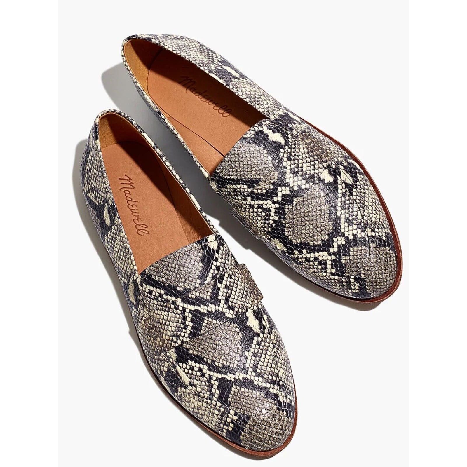 Sold Out Madewell The Alex Loafer Deep Wood Snake Embossed Leather Size 7