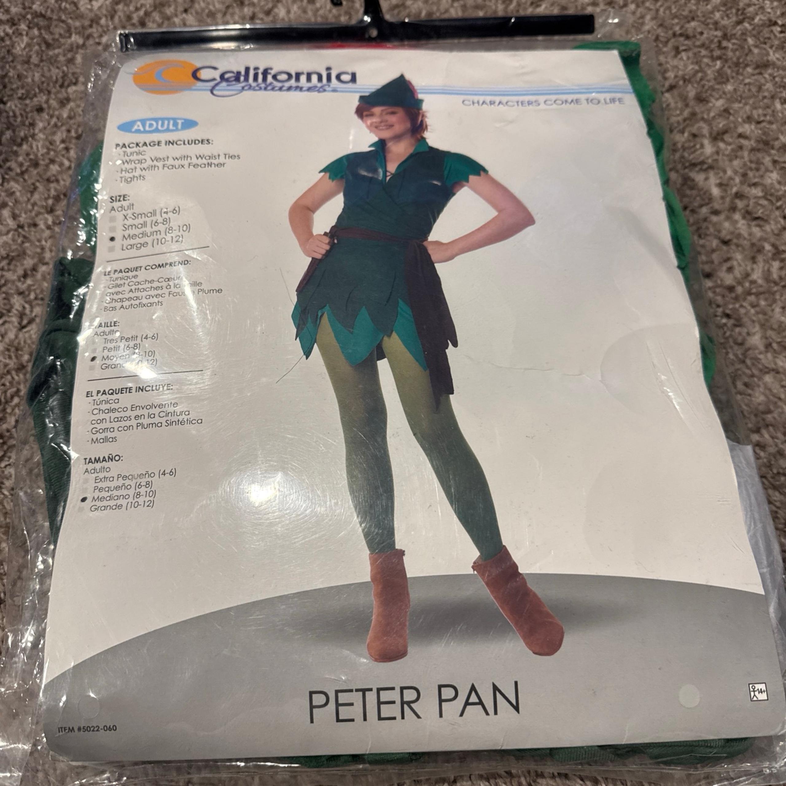 Peter Pan California Costumes Adult Size Medium(8-10)