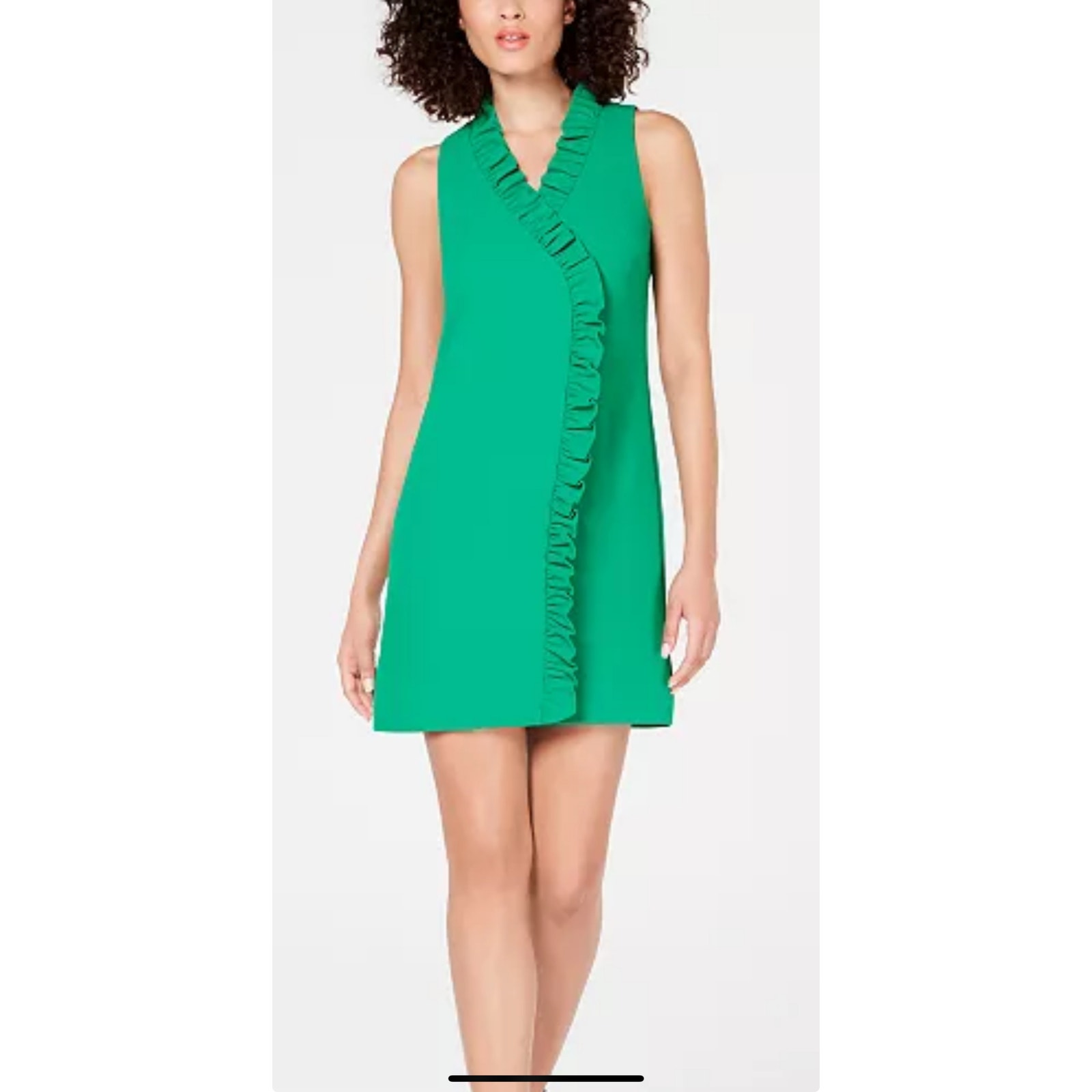 NWT Trina Turk Relaxation Ruffle Faux Wrap Women's Dress 12 Kelly Green Sheath