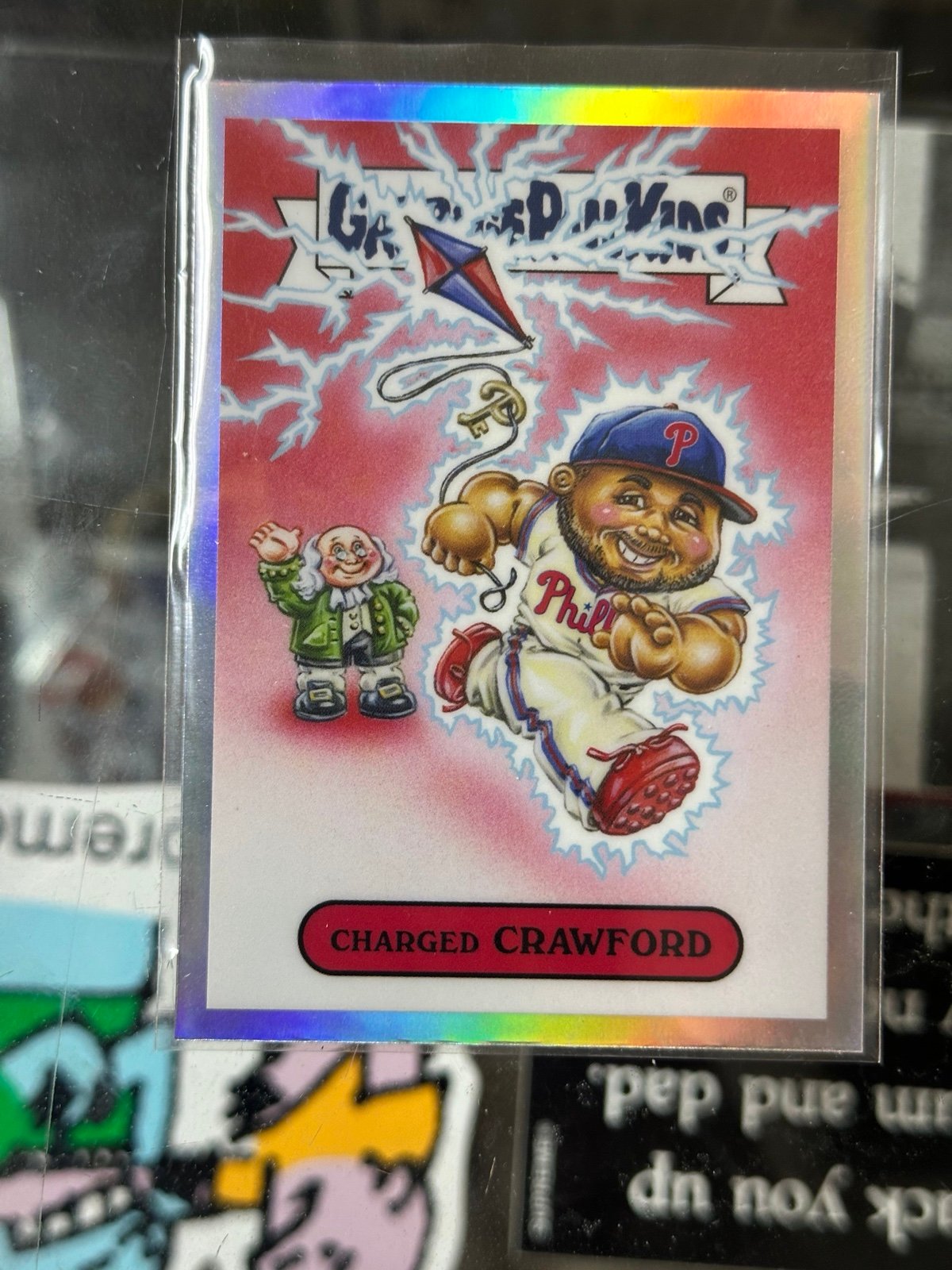 2024 bowman chrome charged Crawford garbage pail kids short print