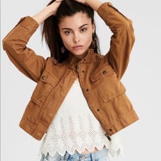 American Eagle Outfitters Brown Lightweight Cropped Military Utility Jacket