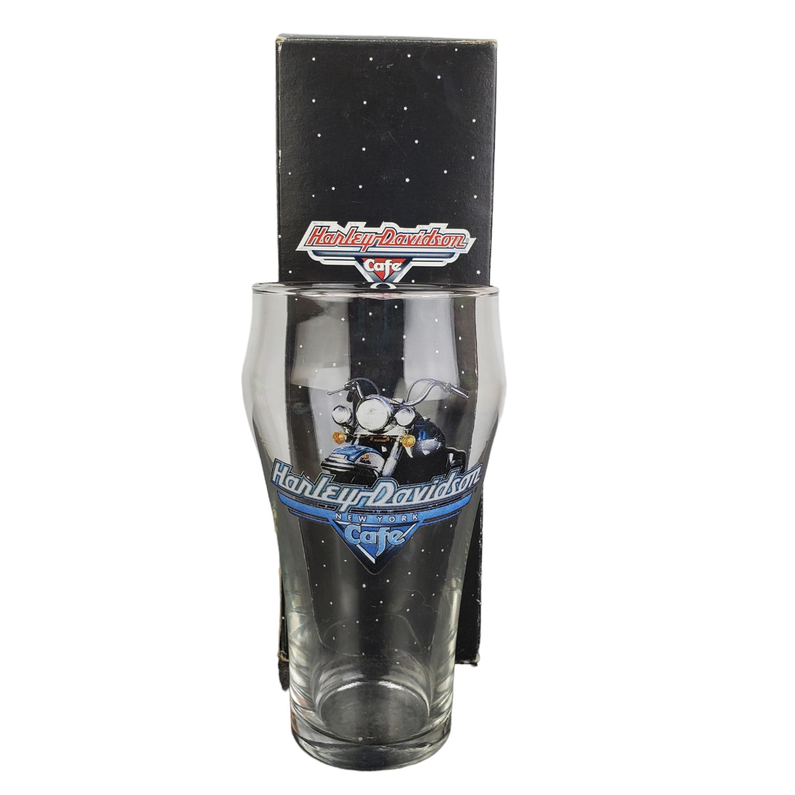 Harley Davidson Cafe New York Motorcycle Clear Beer Glass Cup 6.5