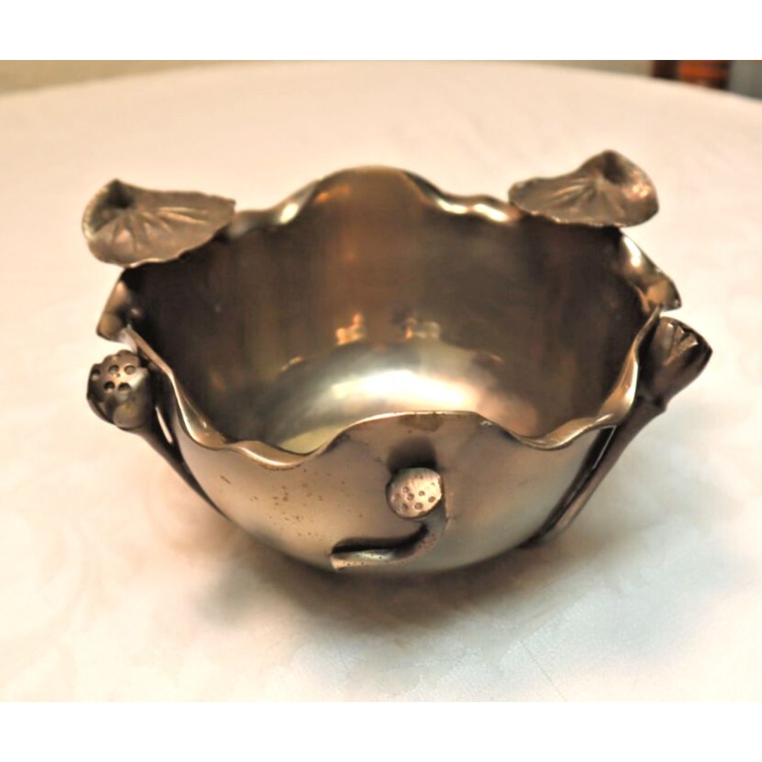 Vintage Lily Pads Pewter Bowl Japan