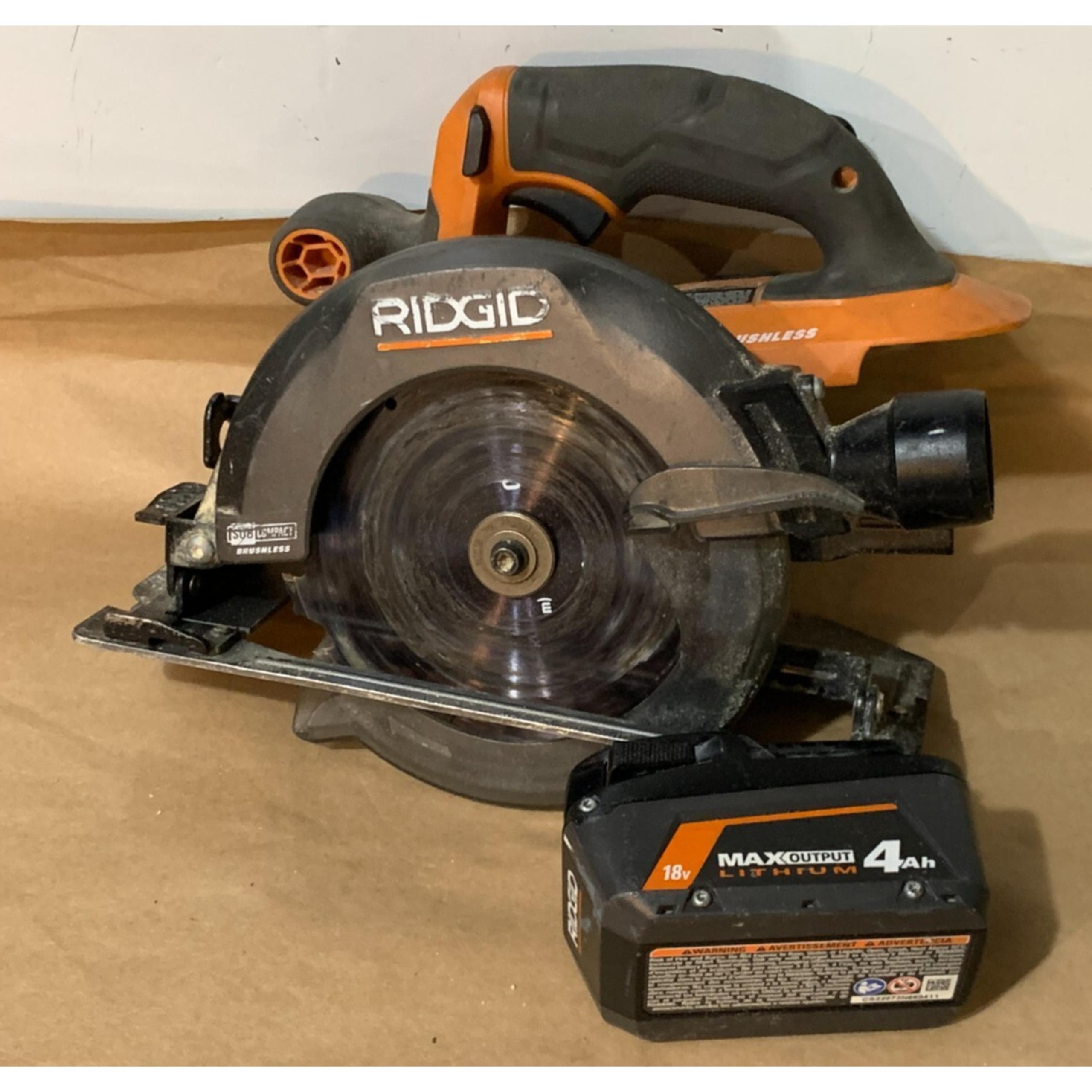 RIDGID 18V SubCompact Brushless Cordless 6 1/2 in. Circular Saw W/ 4ah Battery