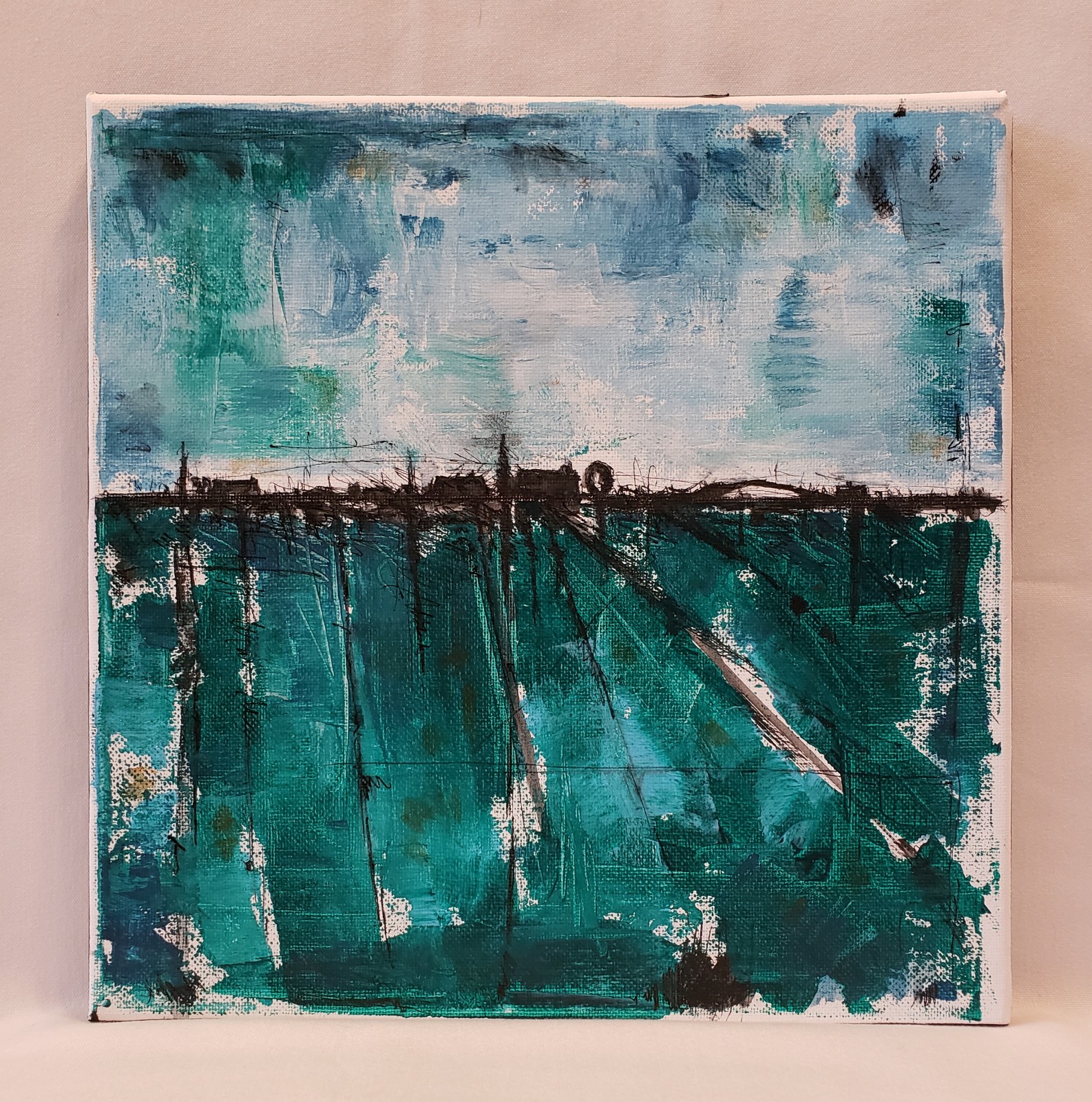 No.541 Original Abstract Modern Minimal Landscape Painting By K.A.Davis