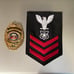 U S Navy Master at Arms (Navy Police) Breast Badge and Rank/Rate Patch Set