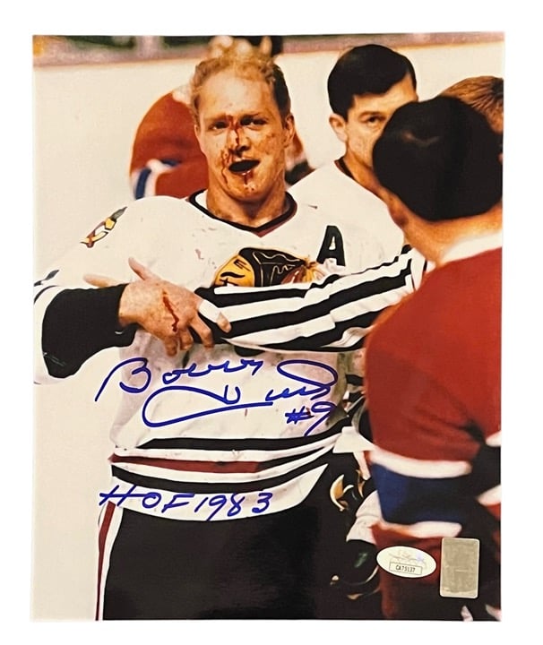 Bobby Hull Signed 8x10 Photo HOF 1983 Inscription (JSA)