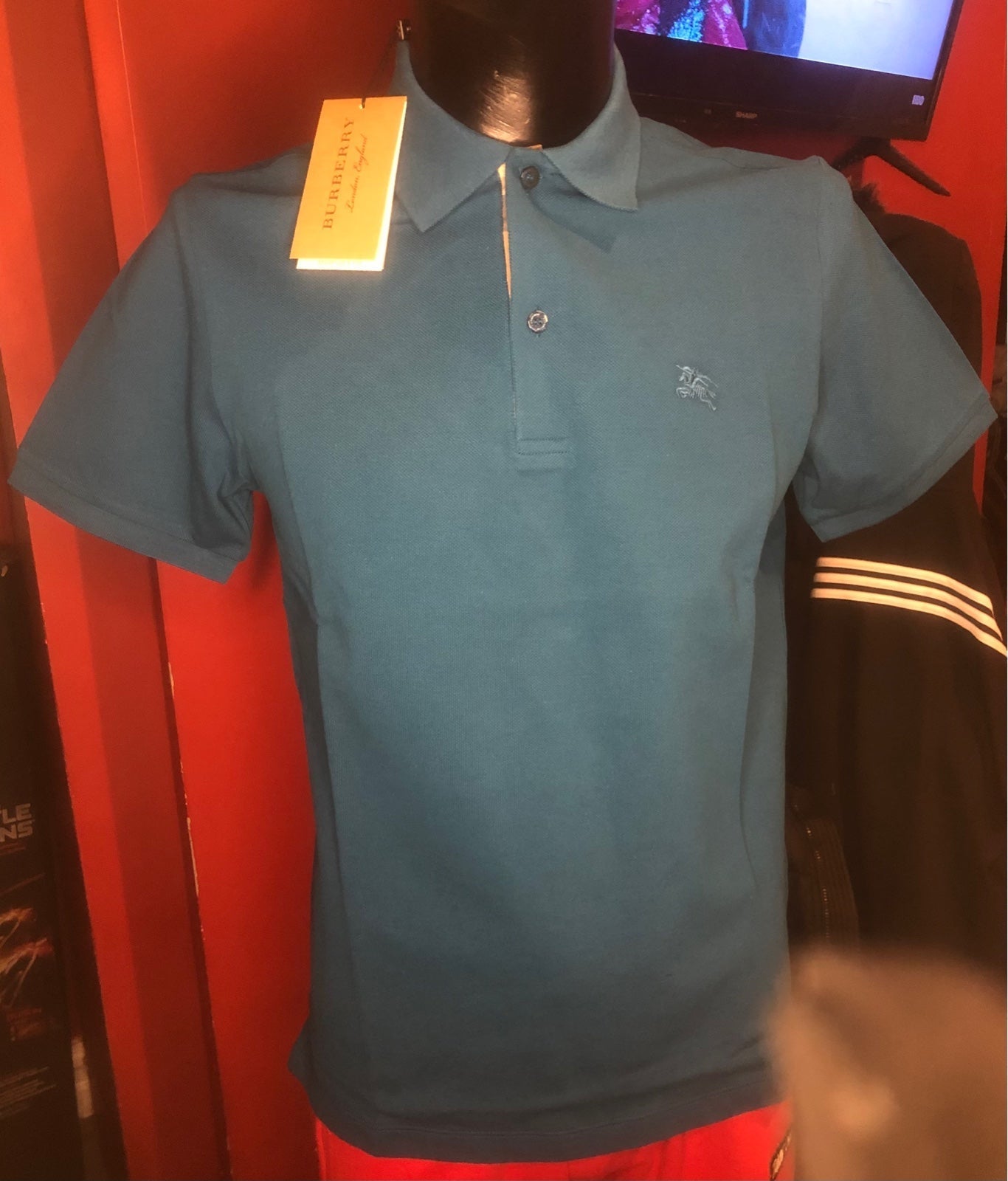 Burberry mineral blue new polo shirt