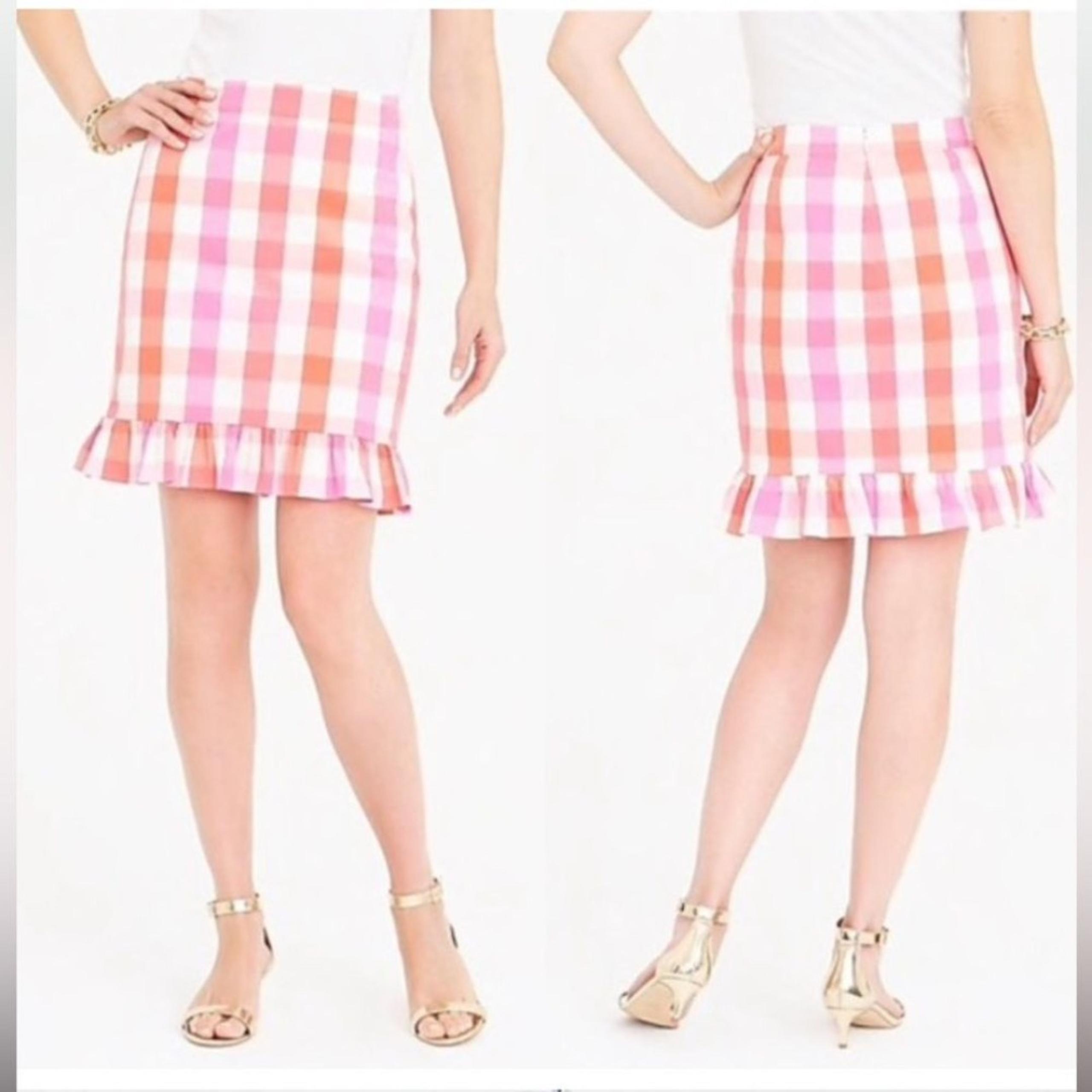 J. Crew Factory Pink, White and Red Ruffle Mini Skirt size 12