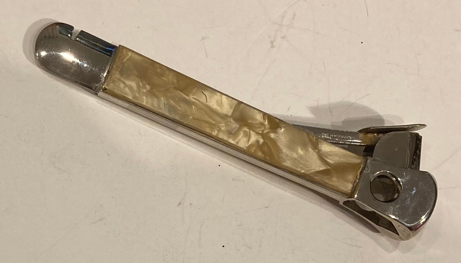 Vintage German Cigar Cutter Mother of Pearl style Handle