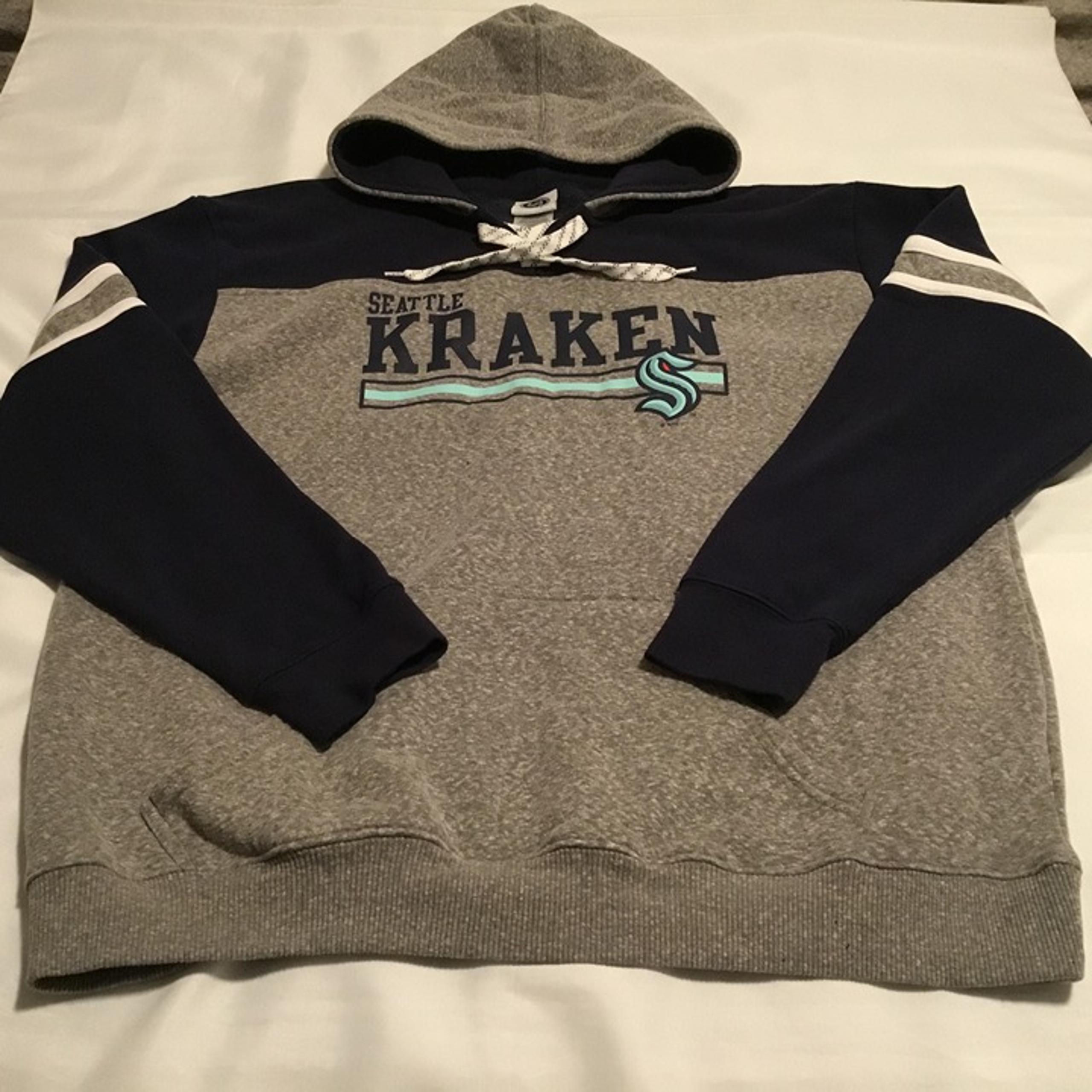 Seattle Kraken NHL Hoodie Navy Blue/Grey Men's XL Lace Up Pocket Pullover EUC